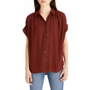 Madewell Central Drapey Shirt in Stained Mahogany Women's Size S
